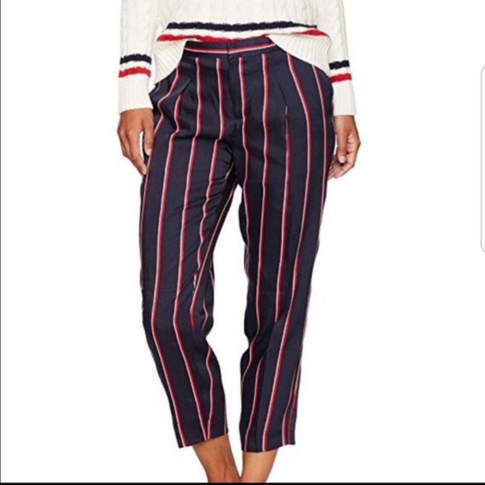 RALPH LAUREN stripped pants navy blue side pocket
